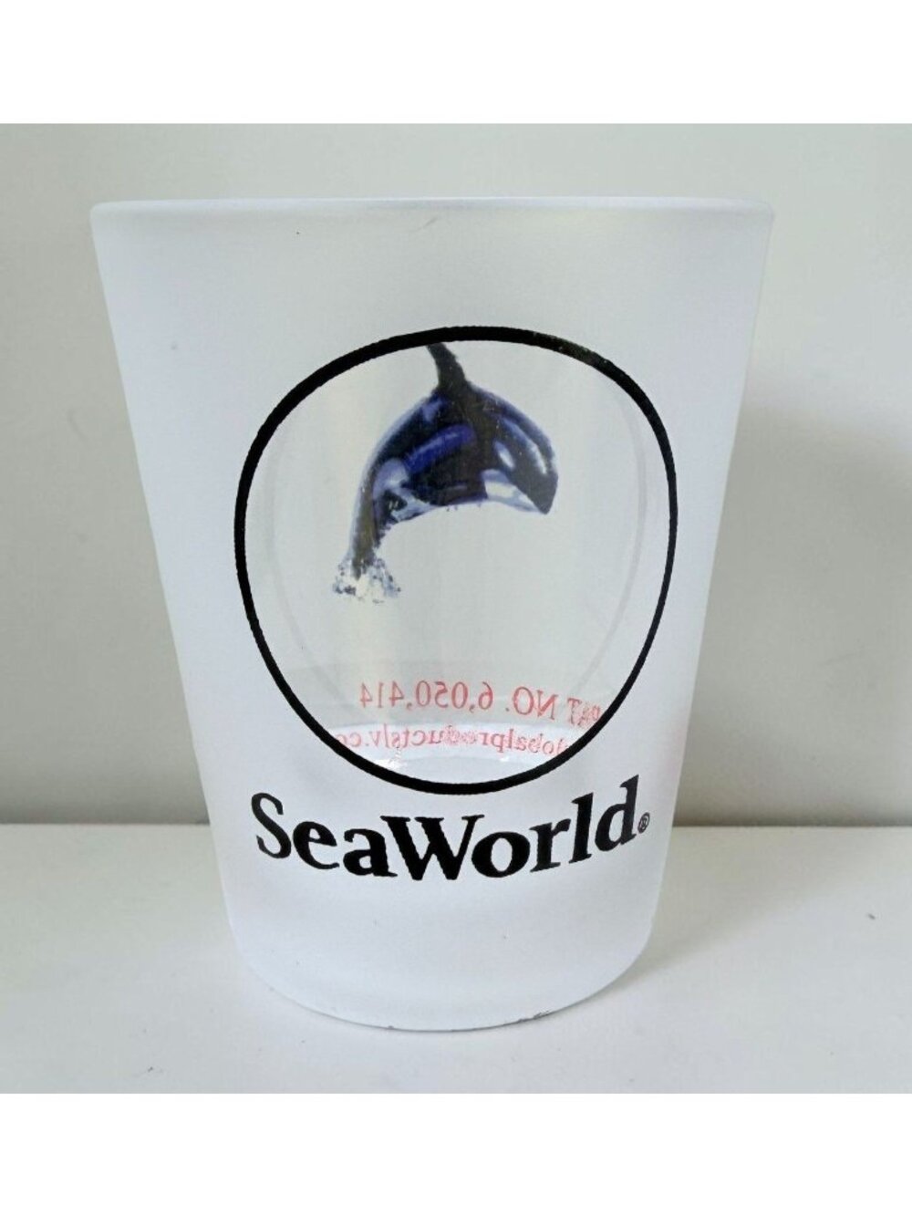 SeaWorld Frosted Shot Glass Shamu Whale Sea World Travel Souvenir Barware